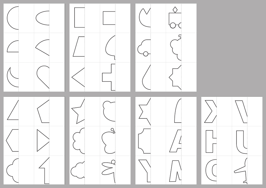 はさみの練習｜線対象編】図形42種類セット | おうちもん